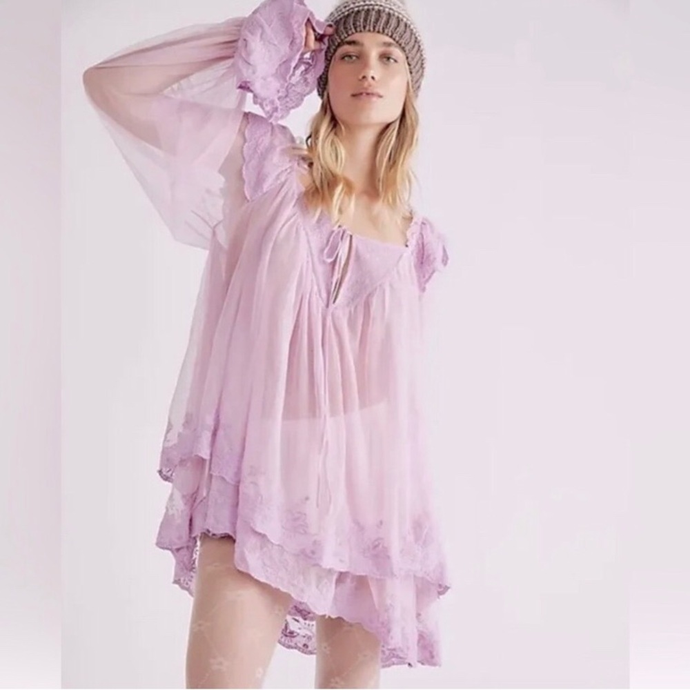 Free People Lavender Tunic Top Size Medium